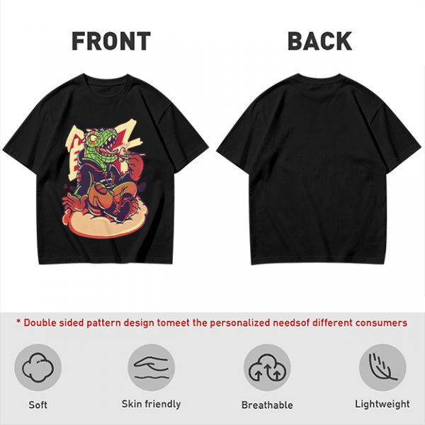 Olive T-Shirt with Cartoon Crocodile Eating Snack Graphic