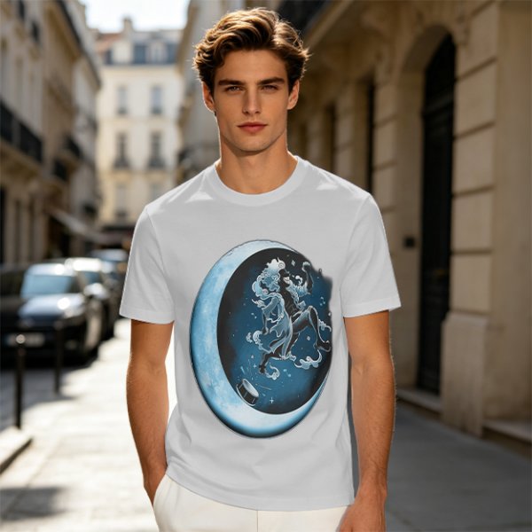 Olive T-Shirt With Crescent Moon And Dancing Spirit Graphic