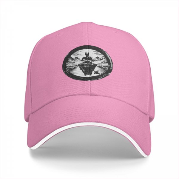 Black Baseball Cap With Floating Island Landscape Graphic