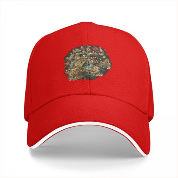 Black Baseball Cap With Detailed Fantasy Monster Art Print