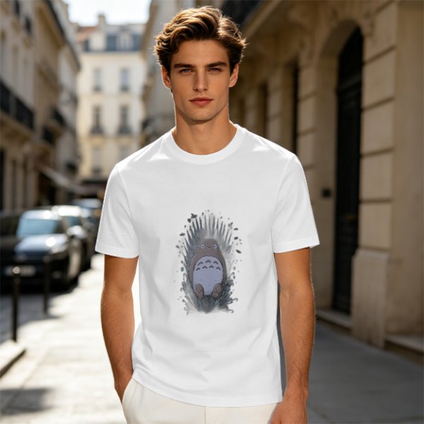 Olive Green T-Shirt With Totoro In Grass Graphic Print