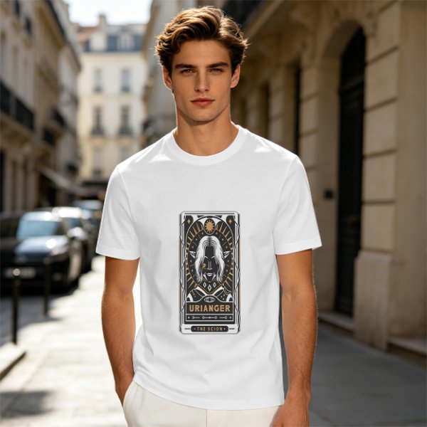 Olive T-Shirt with Urianger Tarot Card Style Graphic Print