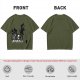 Olive green graphic t-shirt with CatGPT and mischievous cat prints