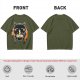 Olive T-Shirt Featuring Black Maneki-neko Cat Eating Ramen