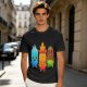 Olive T-Shirt With Cute Water Fire And Earth Elemental Characters