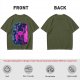 Olive Green T-Shirt With Neon Hollow Knight Character Art