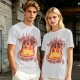 Olive T-Shirt With Calcifire Bacon Fire Graphic Print