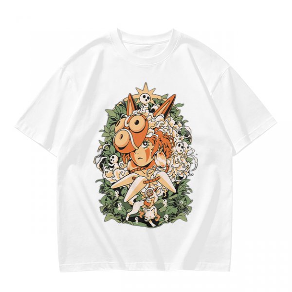 Olive T-shirt with Princess Mononoke Forest Spirit Art Print