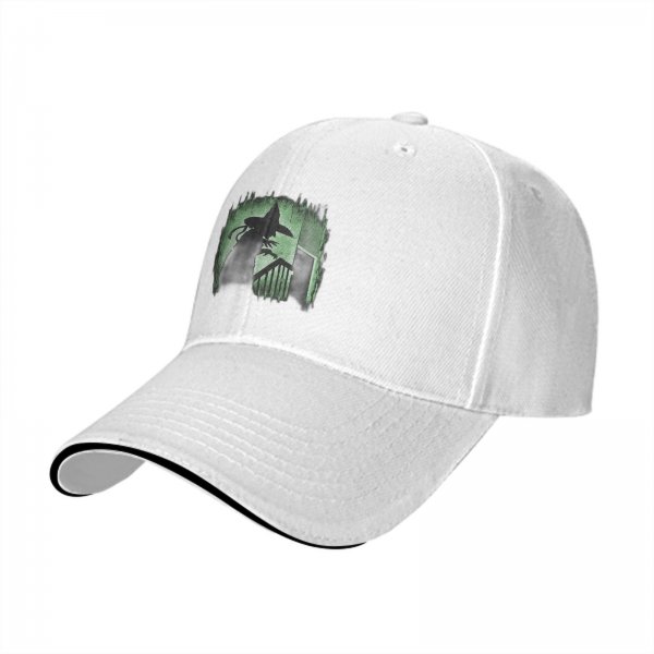 Black Baseball Cap with Spooky Witch Silhouette Halloween Print