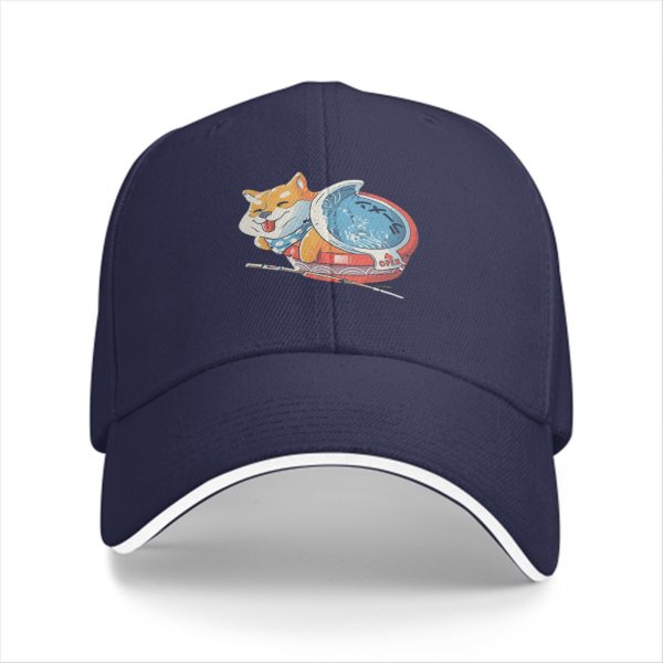 Black Baseball Cap With Cute Shiba Inu Ramen Bowl Graphic