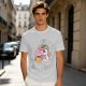 Oversized Olive T-Shirt With Sassy Unicorn Holding Coffee Print