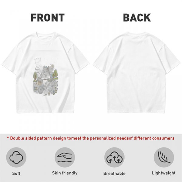 Olive Green Crewneck T-Shirt With Whimsical Graphic Print