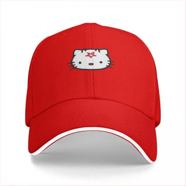 Black Baseball Cap With Pentagram Cat Graphic Design