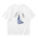 Olive green graphic t-shirt with cartoon pigeon print