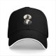 Black baseball cap with black and white cat moon graphic