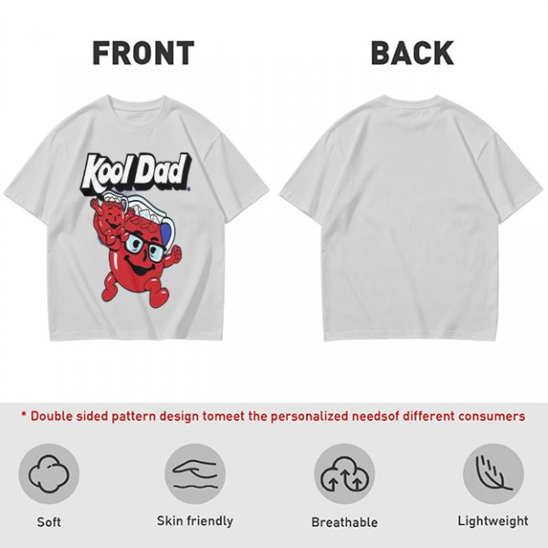 Olive green graphic t-shirt with Kool Dad and Kool-Aid mascot print