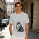 Olive t-shirt with Totoro and small spirits under full moon print