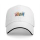 Black baseball cap with cute punctuation characters and speech bubbles