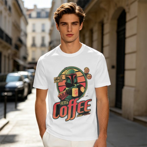 Fett a Coffee Tatooine Bounty Hunter Graphic T-Shirt
