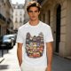Olive T-shirt with cute chibi anime character group print