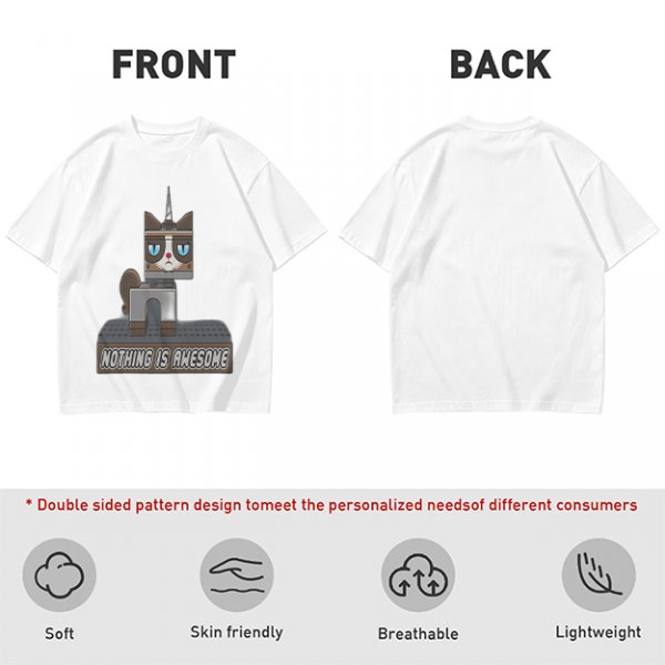 Olive T-Shirt with Grumpy Cat Lego Style 'Nothing Is Awesome' Print