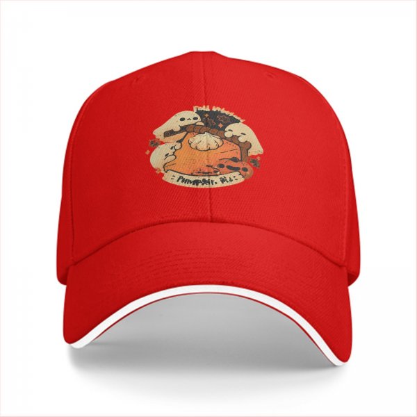 Black baseball cap with cute ghost pumpkin pie fall design