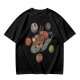 Olive green t-shirt with ramen planet space graphic print