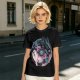 Olive T-Shirt with Yin Yang Dragon Floral Sun Moon Art