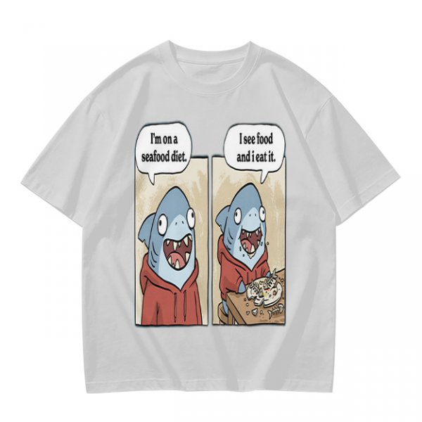 Shark seafood diet meme graphic t-shirt