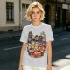 Olive T-shirt with cute chibi anime character group print