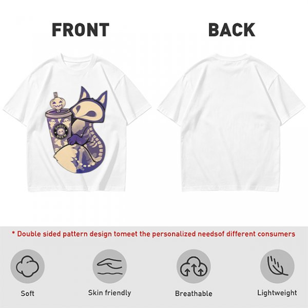 Halloween Skeleton Fox Holding Ghoul Brew Cup T-Shirt