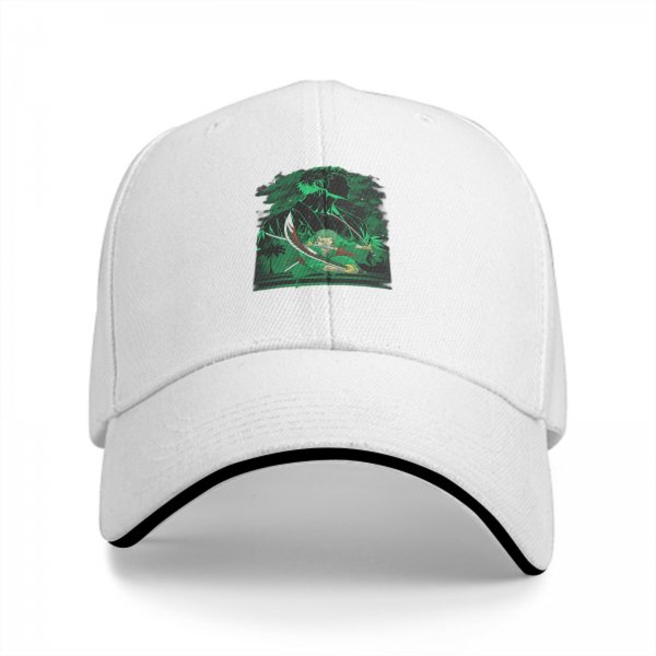 Black Baseball Cap With Anime Swordsman Green Graphic Print