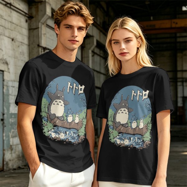 Totoro Forest Scene Graphic Tee for Anime Fans