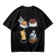 Olive T-shirt with cute cat sushi illustrations