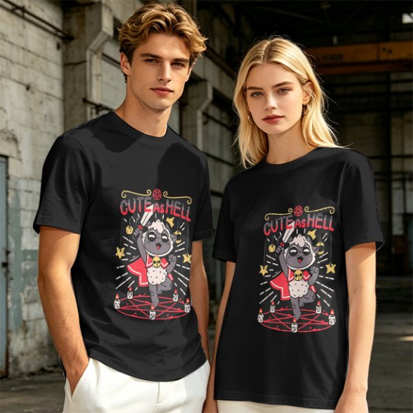 Olive Graphic T-Shirt With Cute As Hell Cult Lamb Print