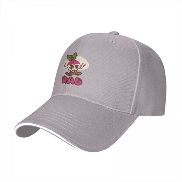 Black Baseball Cap With Rad Radish Skater Graphic Print