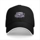 Black baseball cap with gothic teacup skull and rose print