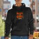 Black hoodie with 'Mornings Are For Coffee & Contemplation' graphic