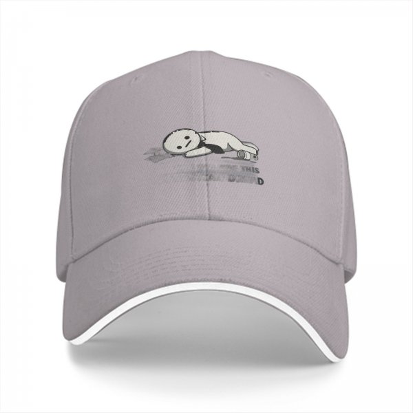 Black Baseball Cap With Tired Lying Cartoon Character Print