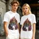 Olive T-shirt with Final Fantasy Vivi and Moogle Fire Artwork