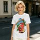 Olive green graphic t-shirt with caffeine team coffee cup and bean illustration