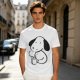 Olive Green T-Shirt With Cartoon Dog Holding Hot Drink Graphic