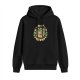 Black Hoodie with Vegetable Soup Themed Graphic Print