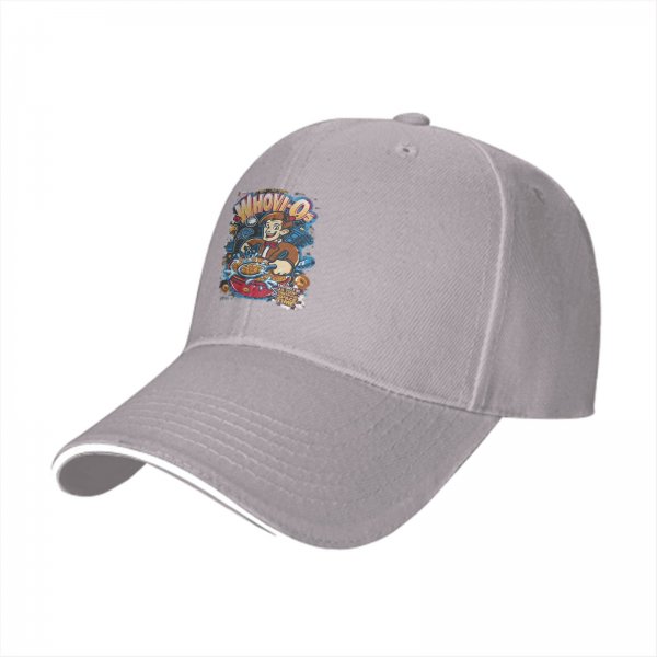 Black Baseball Cap With Whovio Cereal Themed Graphic Print