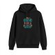 Black Hoodie With 'You Go Outdoors I Have Pizza And Movies' Print