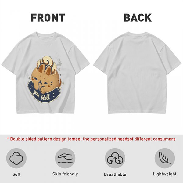Olive T-Shirt With Cute Cinnamon Bunny Roll Graphic And You Roll Text
