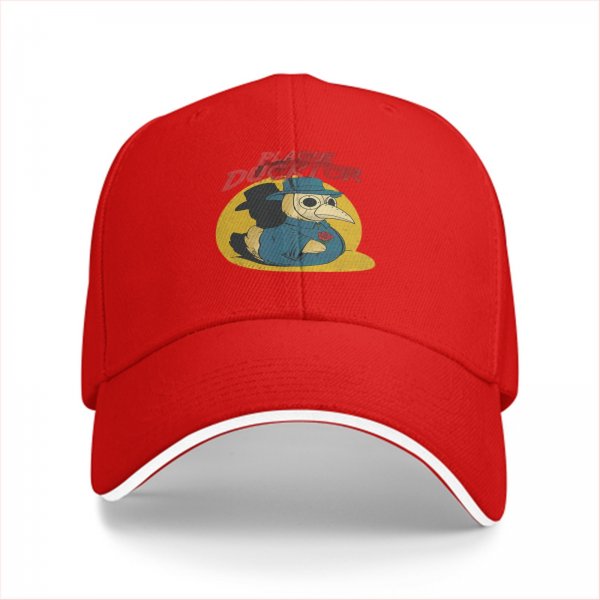 Black baseball cap with Plague Ducktor graphic print