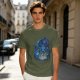 Olive T-Shirt With Blue Fantasy Monster Graphic Print