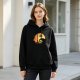 Black Hoodie with Halloween Moon Face Witch and Castle Art