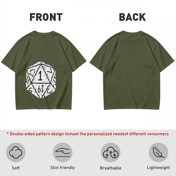 Olive T-Shirt With D20 Nat 1 Critical Fail Print
